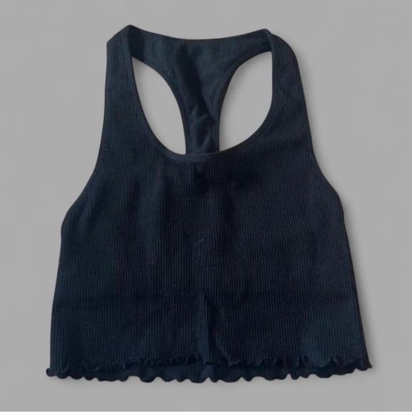 PINK Victoria's Secret Tops - 🤍 PINK Victoria's Secret Cropped Tank Top~Women’s Sz XS/S~Black~Ribbed~Racerback